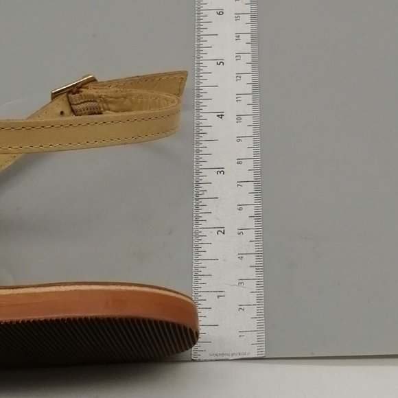 Lane Bryant Womens Luisa Slingback Sandal‎ Tan Leather Buckle Flat Heel 9W - Picture 8 of 10